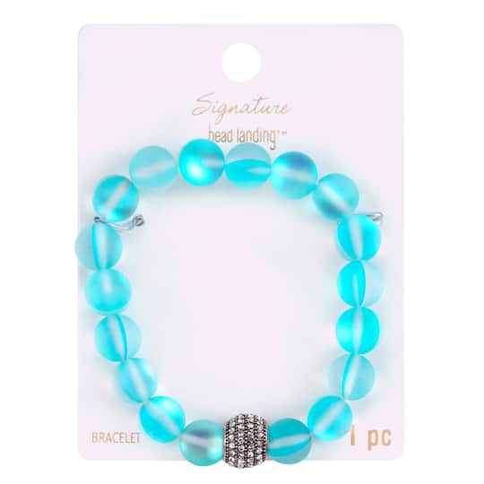 Signature Color Shop Blue Glass & Pave Bead Bracelet by Bead Landing™